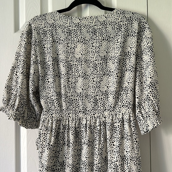 Tiered White with Black Midi Wrap Dress - Picture 11 of 14